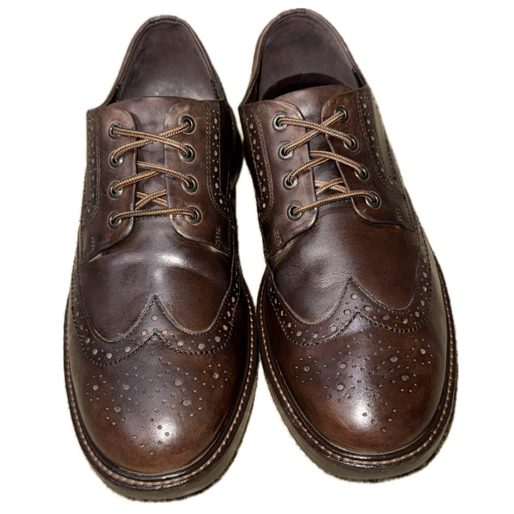 ECCO Brown Leather Wingtip Oxford Shoes | Men's 9